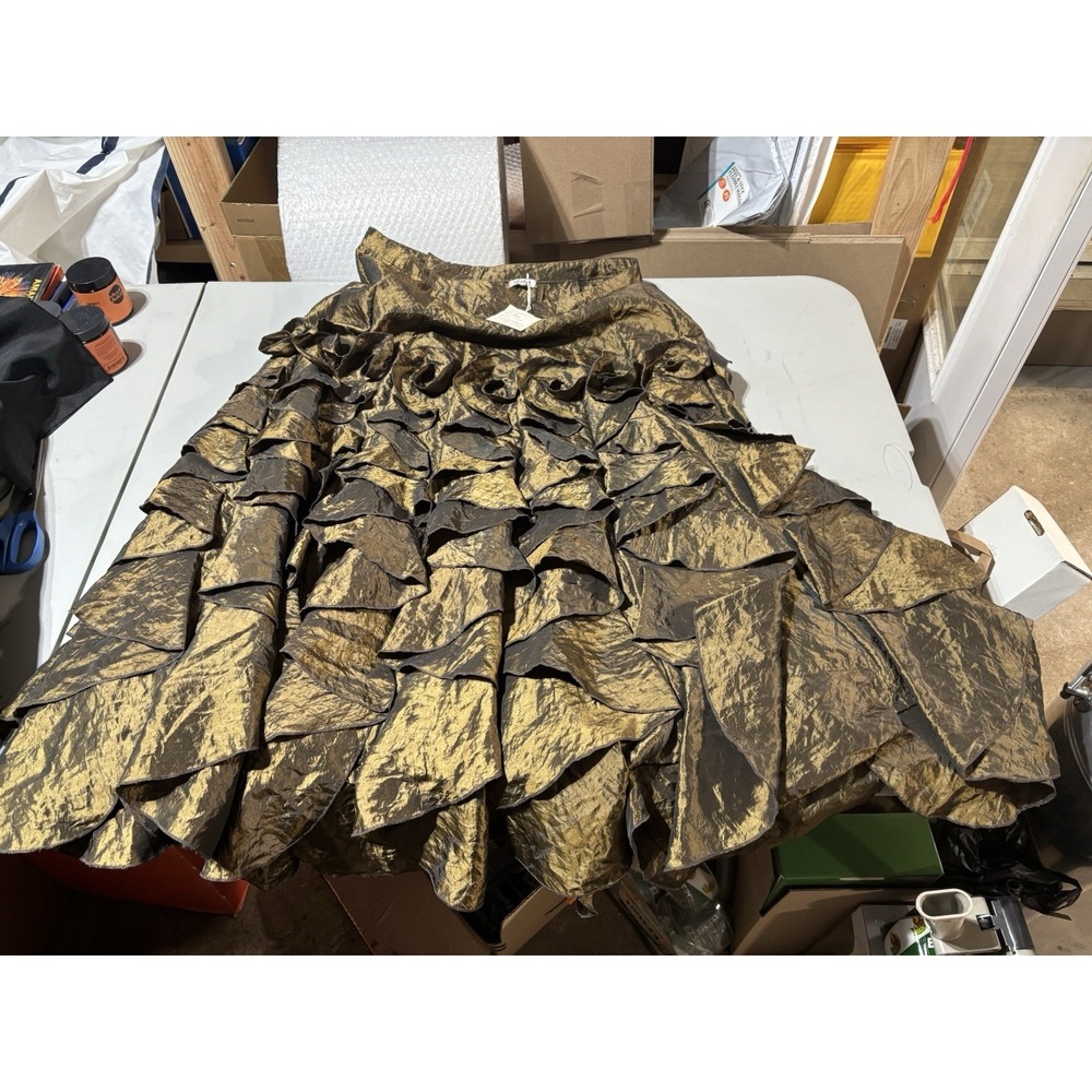Cordelia Skirt Corset Lace‎ Up Back Steampunk Lagenlook Boho Gold Floral Medium
